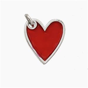 Copper Heart Pendant Red Enamel Platinum Plated, approx 13-15mm [FN51117]