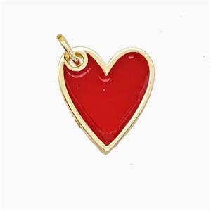Copper Heart Pendant Red Enamel Gold Plated, approx 13-15mm [FN51118]