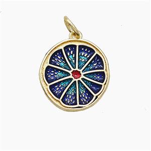 Lemon Sliced Charms Copper Pendant Painted Gold Plated, approx 15mm [FN51119]