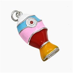 Copper Fish Pendant Multicolor Enamel Platinum Plated, approx 12-23mm [FN51124]