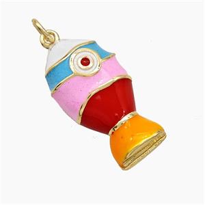 Copper Fish Pendant Multicolor Enamel Gold Plated, approx 12-23mm [FN51125]