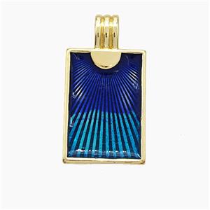 Copper Sun Pendant Painted Rectangle Gold Plated, approx 16-22mm [FN51132]