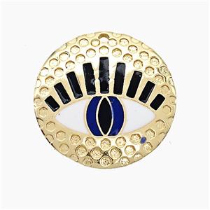 Copper Eye Pendant Black White Enamel Gold Plated, approx 30mm [FN51133]