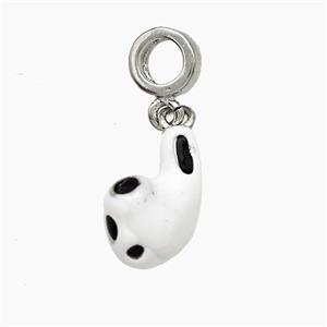 Copper Earplug Charms Pendant White Enamel Platinum Plated, approx 9-15mm, 7mm dia [FN51136]