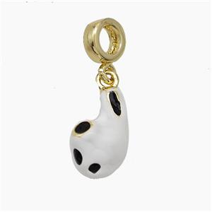 Copper Earplug Charms Pendant White Enamel Gold Plated, approx 9-15mm, 7mm dia [FN51137]