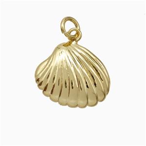 Scallop Shell Charms Copper Pendant Gold Plated, approx 14-17mm [FN51173]