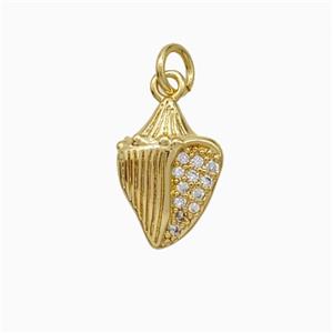 Copper Clam Pendant Pave Zirconia Gold Plated, approx 10-14mm [FN51185]