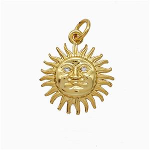 Copper Sun Pendant Pave Zirconia Gold Plated, approx 15mm [FN51186]