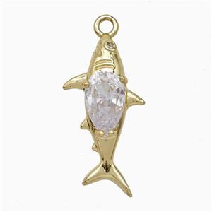 Copper Fish Pendant Pave Zirconia Gold Plated, approx 10-20mm [FN51187]