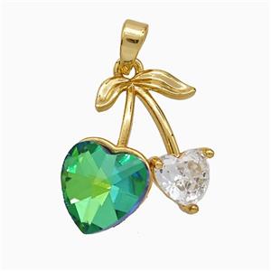 Copper Cherry Pendant Pave Crystal Glass Gold Plated, approx 16-20mm [FN51197]
