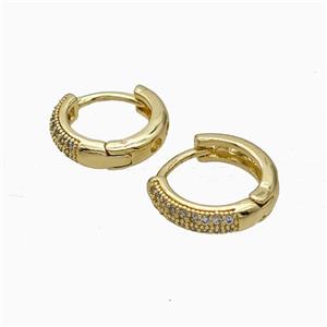 Copper Hoop Earrings Micropave Zirconia Gold Plated, approx 13mm dia [FN51223-13MM]