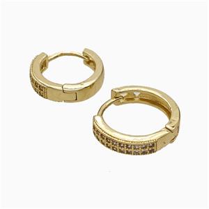 Copper Hoop Earrings Micropave Zirconia Gold Plated, approx 17mm dia [FN51224-17MM]