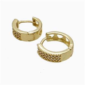 Copper Hoop Earrings Micropave Zirconia Gold Plated, approx 12mm dia [FN51229-12MM]