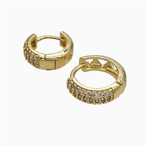 Copper Hoop Earrings Micropave Zirconia Gold Plated, approx 12mm dia [FN51231-12MM]