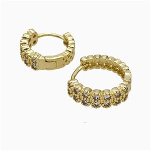 Copper Hoop Earrings Micropave Zirconia Gold Plated, approx 16mm dia [FN51235-16MM]