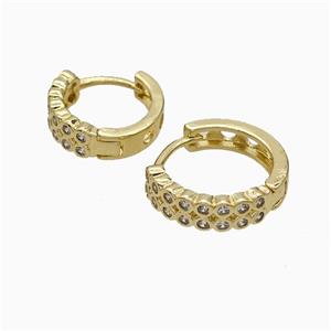 Copper Hoop Earrings Micropave Zirconia Gold Plated, approx 16mm dia [FN51236-16MM]
