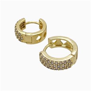 Copper Hoop Earrings Micropave Zirconia Gold Plated, approx 16mm dia [FN51237-16MM]