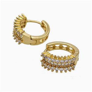 Copper Hoop Earrings Micropave Zirconia Gold Plated, approx 15mm dia [FN51238-15MM]