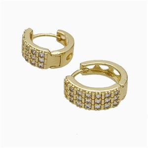 Copper Hoop Earrings Micropave Zirconia Gold Plated, approx 14mm dia [FN51239-14MM]