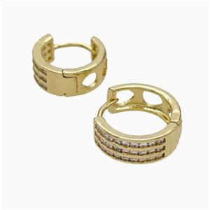 Copper Hoop Earrings Micropave Zirconia Gold Plated, approx 15mm dia [FN51240-15MM]