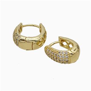 Copper Hoop Earrings Micropave Zirconia Gold Plated, approx 13-15mm [FN51243-M]