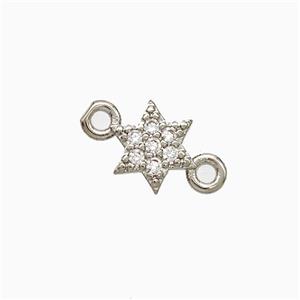 Copper Star Connector Pave Zirconia Platinum Plated, approx 7.5mm [FN51244]