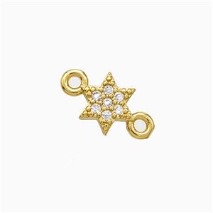 Copper Star Connector Pave Zirconia Gold Plated, approx 7.5mm [FN51245]