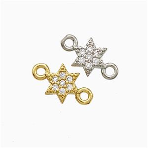 Copper Star Connector Pave Zirconia Mixed, approx 7.5mm [FN51246]
