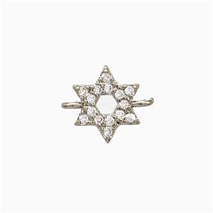 Copper Star Connector Pave Zirconia Platinum Plated, approx 8mm [FN51247]