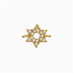 Copper Star Connector Pave Zirconia Gold Plated, approx 8mm [FN51248]