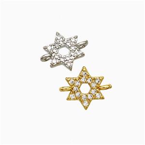 Copper Star Connector Pave Zirconia Mixed, approx 8mm [FN51249]
