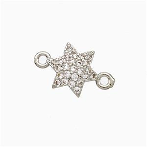 Copper Star Connector Pave Zirconia Platinum Plated, approx 10mm [FN51250]