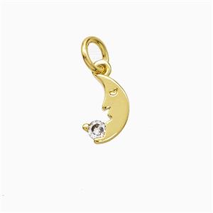 Copper Moon Pendant Pave Zirconia Gold Plated, approx 6-9mm [FN51257]