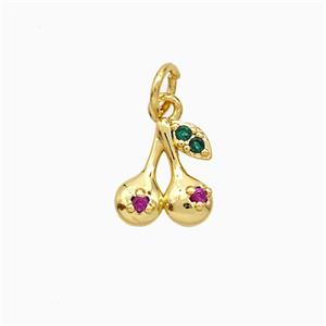 Copper Cherry Pendant Pave Zirconia Gold Plated, approx 9-10mm [FN51272]