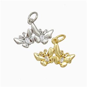 Copper Butterfly Pendant Pave Zirconia Mixed, approx 9-17mm [FN51275]