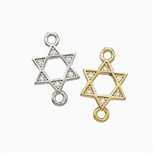 Copper David Star Connector Pave Zirconia Mixed, approx 10mm [FN51281]