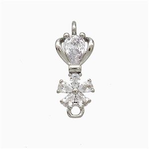 Copper Flower Connector Pave Zirconia Platinum Plated, approx 7.5-15mm [FN51285]