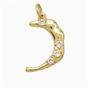 Copper Moon Pendant Pave Zirconia Gold Plated, approx 12-18mm [FN51289]
