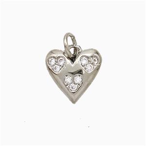 Copper Heart Pendant Pave Zirconia Platinum Plated, approx 11mm [FN51297]