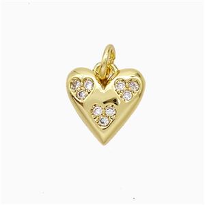 Copper Heart Pendant Pave Zirconia Gold Plated, approx 11mm [FN51298]