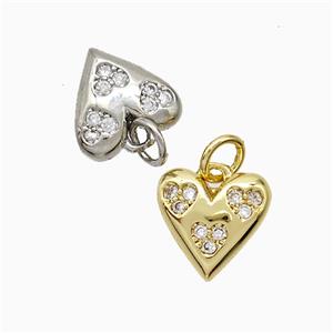 Copper Heart Pendant Pave Zirconia Mixed, approx 11mm [FN51299]
