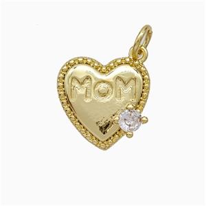 Copper Heart Pendant Pave Zirconia MOM Gold Plated, approx 13mm [FN51303]