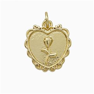 Copper Heart Flower Pendant Gold Plated, approx 14mm [FN51304]