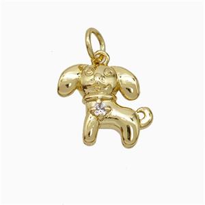 Copper Dog Pendant Pave Zirconia Gold Plated, approx 12-14mm [FN51321]
