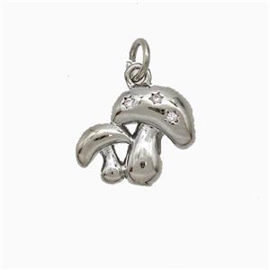 Copper Muchroom Pave Zirconia Platinum Plated, approx 11-13mm [FN51322]