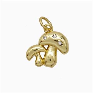 Copper Muchroom Pave Zirconia Gold Plated, approx 11-13mm [FN51323]