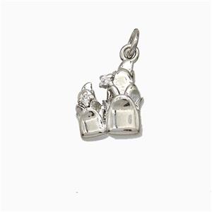 Copper Flower Pendant Pave Zirconia Platinum Plated, approx 11-12mm [FN51335]