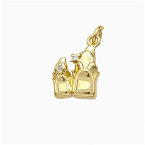 Copper Flower Pendant Pave Zirconia Gold Plated, approx 11-12mm [FN51336]
