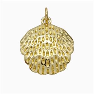 Scallop Shell Charms Copper Pendant Gold Plated, approx 17mm [FN51348]