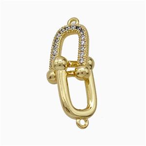 Copper U Connector Pave Zirconia Gold Plated, approx 10-13mm [FN51359]